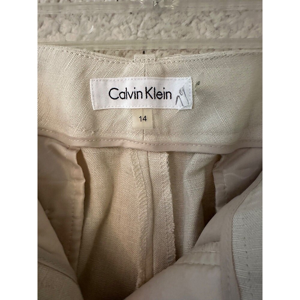 Calvin Klein Womens High Rise Minimalist Wide Leg Whitney Pant Beige Size 14 NWT - Picture 7 of 14